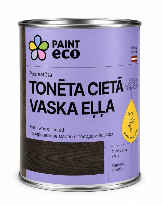 Paint Eco Tonētā cietā vaska eļļa (pusmatēta) - tonis tumšais ozols - 750 ml